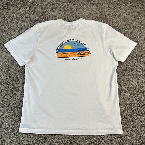 Life Is Good Shirt Mens XL White Forecast Mostly Sunny Beach Sea Side Sunset - Picture 1 of 10